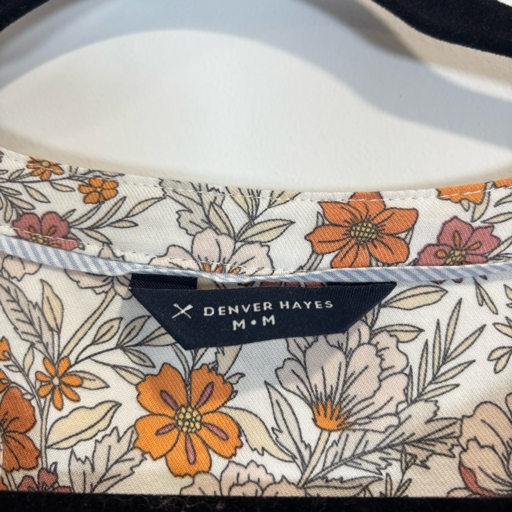 Denver Hayes Autum Floral Tie Waist Elastic Long Sleeves Size M Pockets Boho - Picture 7 of 15